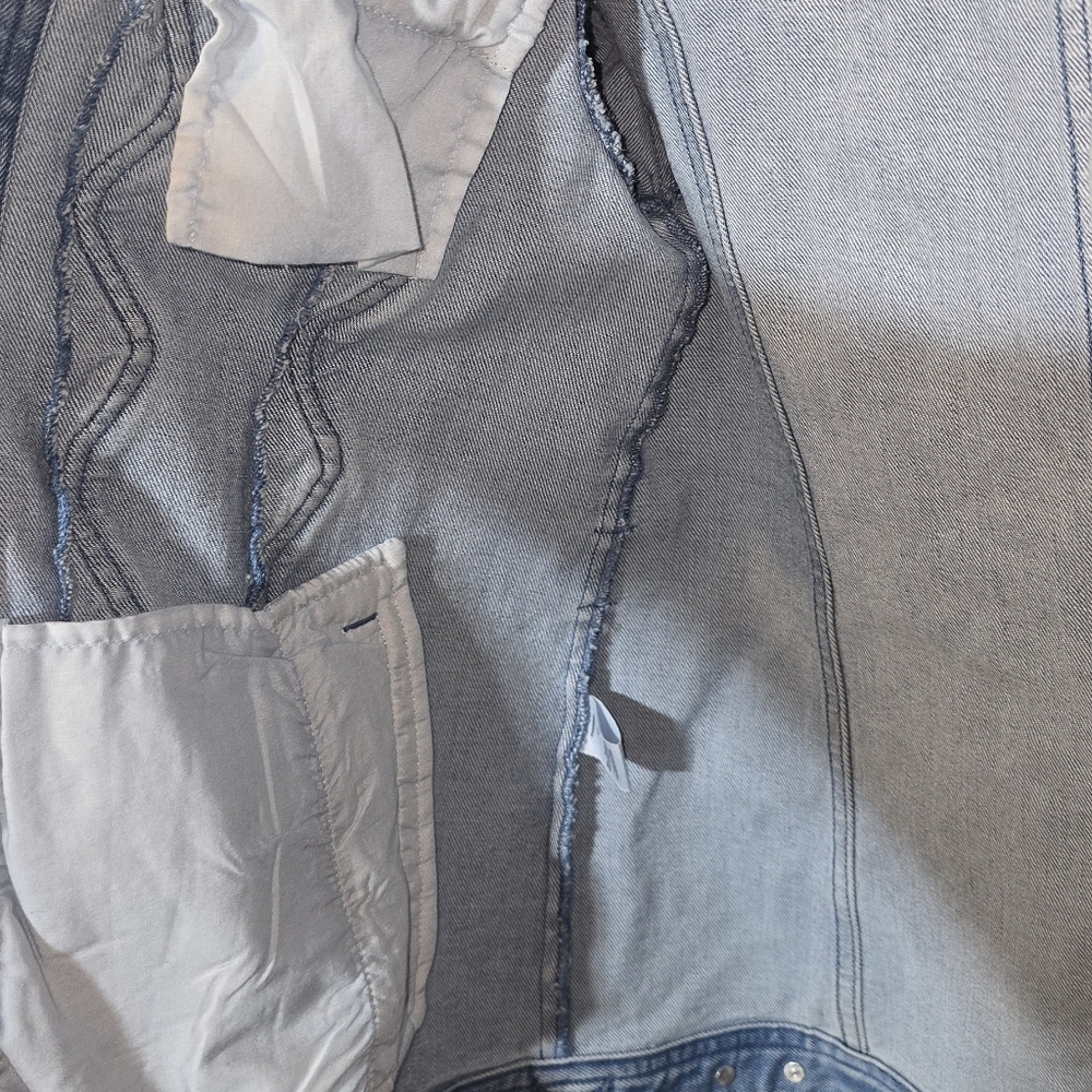 Derek Lam 10 Crosby Luca Tailored Wavy Seamed Denim Jacket MISSING BELT - Picture 6 of 8